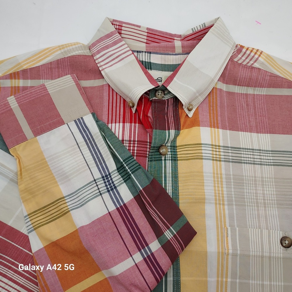 Eddie Bauer Mens Large L/S Plaid Button Down Shirt Multi‎ Color Cotton R051